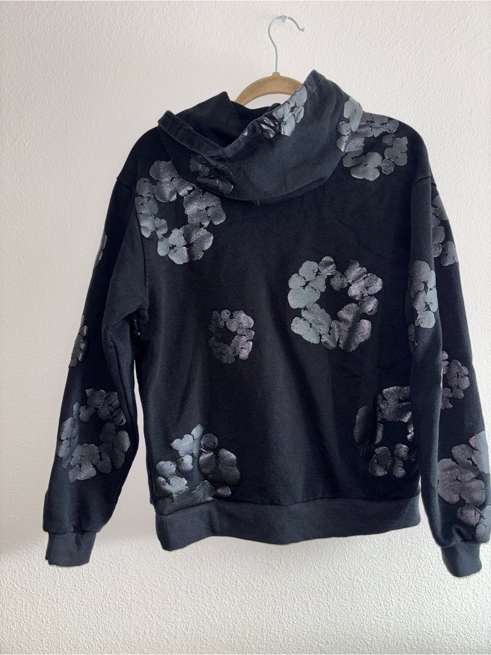 Black denim tear hoodie size small - Picture 4 of 5